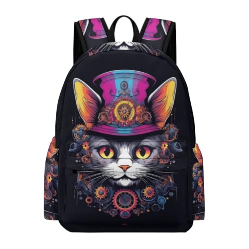 TPISLI Ranzen Mädchen 5 Klasse Katze Schulranzen Mädchen 4. Klasse Schulranzen Mädchen 1. Klasse Tier Kätzchen Leichter Reise Outdoor Freizeit