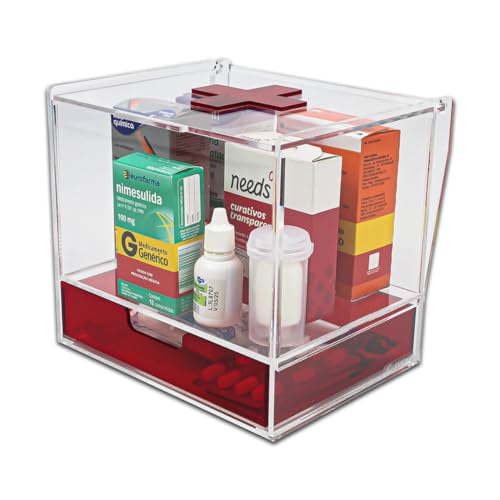 Organizador Acrílico Compacto Para Medicamentos Com Gaveta