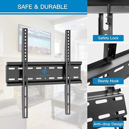 PERLESMITH TV Wandhalterung, TV Halterung Ultraslim Universal für 26-75 Zoll Flach & Curved Fernseher, Max. VESA 400x400, bis zu 52kg – Bild 7