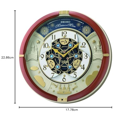 Image of Seiko Elegant Melody in Motion Brown Round Plastic Analog Musical English Numbers Home Decor Wall Clock (Size: 39 x 9.6 x 39 CM | Weight: 2100 gram | | Color: Brown)