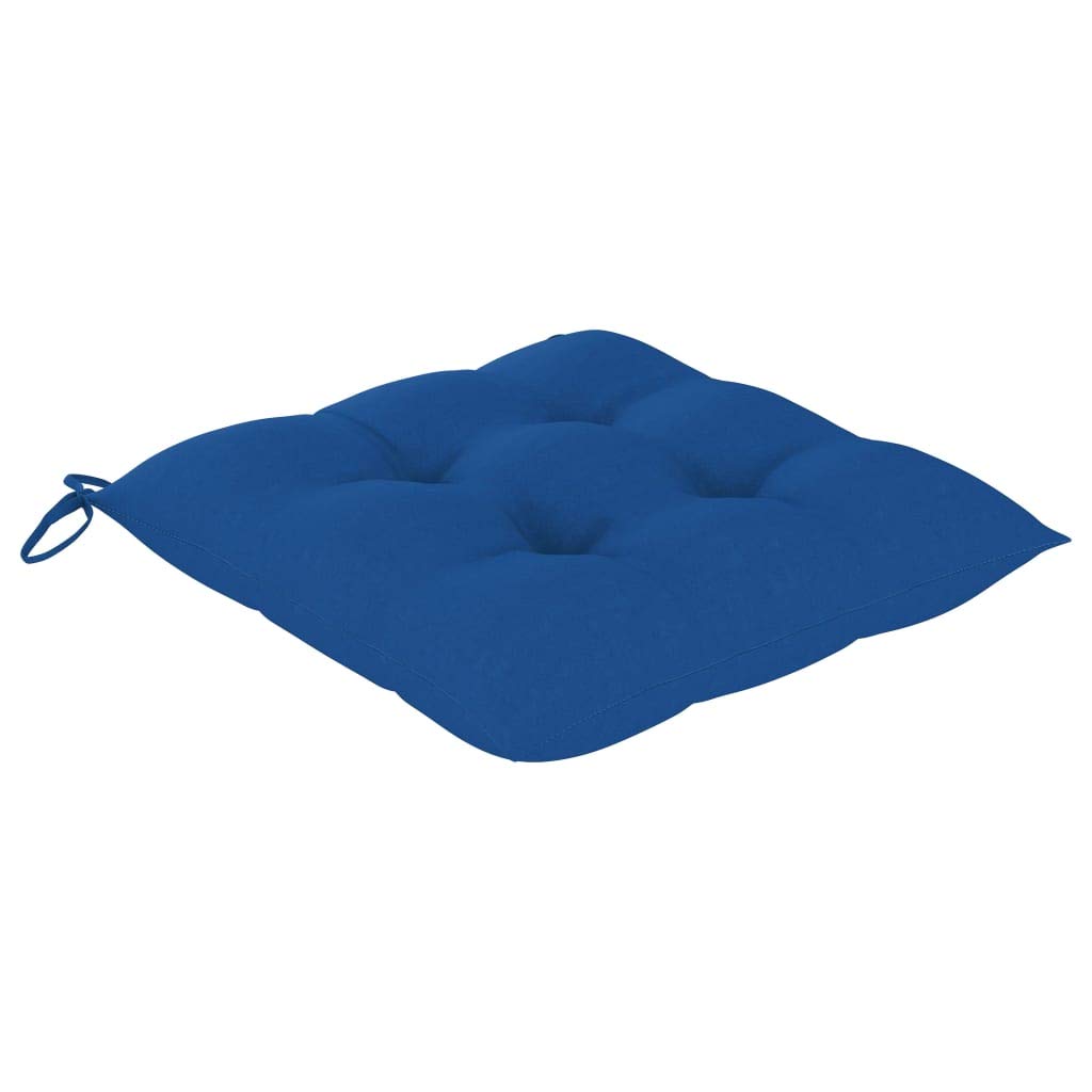 Mobili da giardino in legno massello per terrazzo e giardino: sedie da giardino piegate in legno di teak con imbottitura blu, set di 4 sedie da giardino in teak con cuscino confortevole,