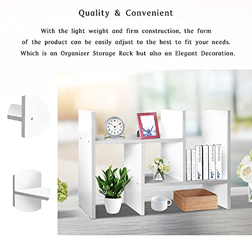 J.m.deco Desktop Organizers And Storage For Office, Adjustable Desktop Organizer Shelf Double H Display, True Natural Stand Shelf, Desktop Shelf Organizer True Natural Stand Shelf (White) #TOP5