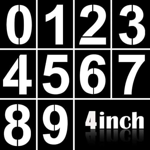 4 Inch Plastic Number Stencils Kit 0-9 Reusable Address & Digital Number Painting Templates for Cake Mailbox Road Parking Lot Door Truck Signs