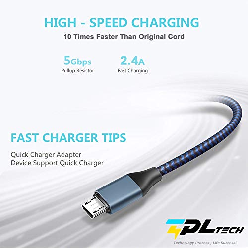 Tpltech Ps4 Controller Charging Cable, ［2Pack-15Ft］Micro Usb 2.0 Nylon Braided Fast Charger Cord, High Speed Data Sync & Charge Cable For Playstation 4, Xbox One S/X Controller, Android Phone, Blue #TOP4