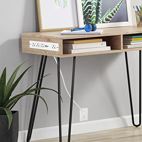 White Type-C Recessed Power Socket, 20W Pd Fast Charging Usb-C Qc3.0 3A Usb-A Power Strip, Plug In 4 Outlets & 2 Usb-A Ports &1 Usb-C Port,Connect Flat Plug 6.5Ft Extension Cord #TOP6