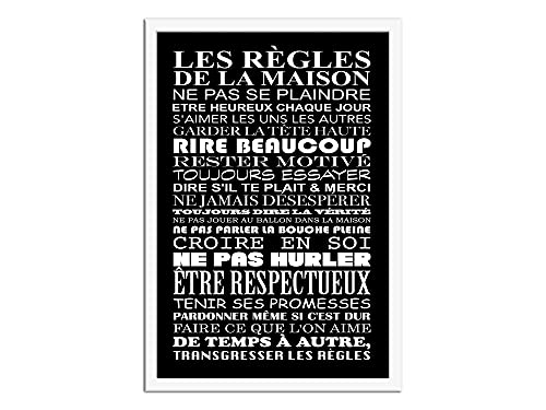 DECLINA, Affiche, Tirage d'art, poster sous cadre, poster + cadre, décoration murale, Affiche les règles de la maison Noir, 20x30 cm – vue 2