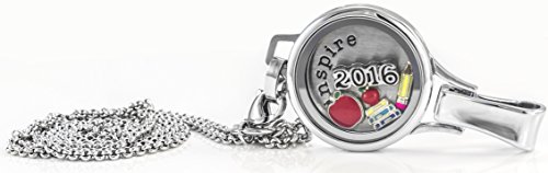 Stainless Steel Floating Locket Lanyard With Badge Holder Included Chain And Choice Of 6 Charms And 1 Plate (Silver No Stone | Stainless Steel - Twist) #TOP1