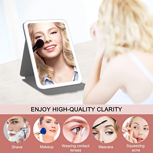 Flymiro Lighted Makeup Vanity Mirror With 72 Led Lights, Portable Travel Mirror With 3 Colors Lighting, Dimmable Touch Screen,Usb Rechargeable,Tabletop Desk Foldable Cosmetic Mirror With Lights #TOP1