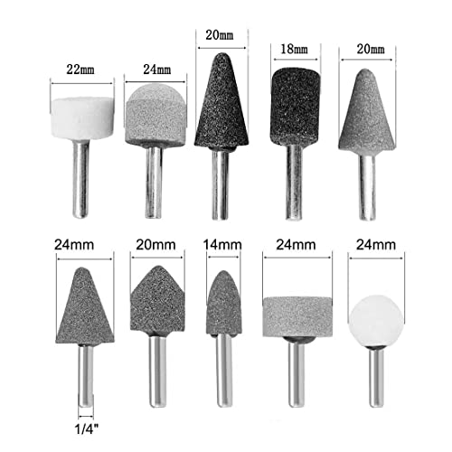 Luo ke Pedras De Amolar Rotativas - Pontas De Amolar De Óxido De Alumínio Com Haste De 1/4'', Pont
