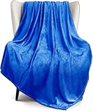 Exclusivo Mezcla Fleece Throw XL Blanket for Couch, Sofa, Super Soft and Warm Cobalt Blue Blankets, All Season, Cozy, Plush, Lightweight, 50x70 Inches