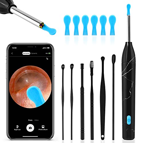 Ear Wax Removal Tool, 1920P HD Ear Wax Removal with Camera, Soft Silicone Ear Scoop for Ear Cleaning, 6 LED Lights, Compatible with iPhone, iPad, and Android