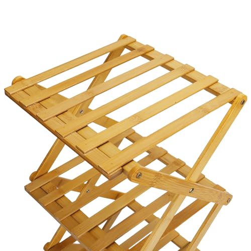XUDREZ Schuhregal aus Holz, zusammenklappbar, platzsparender Bambus-Aufbewahrungs-Organizer, ohne Installation, schmaler Schuhständer für kleine Räume und Ecken