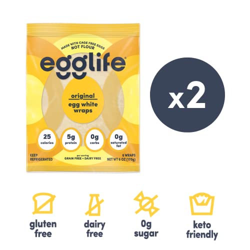 egglife egg white wraps, original, Egg White Wraps, 12 Total Wraps (2-6 Packs) - Gluten Free, Dairy Free, No Flour, Sugar Free, Keto Friendly, Paleo, Low Net Carb, Protein Packed - Thumbnail 4