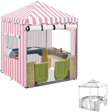 Kids Playhouse Cover,600D Heavy Duty Outdoor Waterproof Play house Covers,47.5″W x47.5″D x60″H with Transparent PVC Doors and Windows,Suitable for All Around Playtime Patio with Canopy Playset