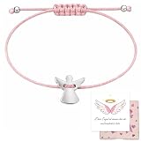 JOYEASE Kommunion Geschenke für Mädchen, Schutzengel Armband Silber mit Karte Geschenkbox, Glücksbringer Engel Armband Mädchen, Kleine Geschenke zur Kommunion Konfirmation Firmung Taufe