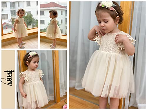 Baby Girls Tutu Tulle Dress Toddler Flower Girl Party Lace Dresses Boho Sundress 2 Years Ivory #TOP1