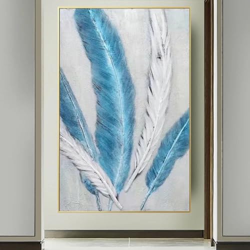 Art mural abstrait moderne pour sublimer un mur de salon vide bleu et or