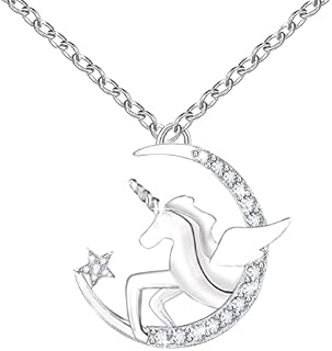 Luckimoli Magical Unicorn Necklace for Girls Crystal Heart Pendant Necklaces Unicorn Jewelry Gifts for Girls Daughter Granddaughter Niece Birthday