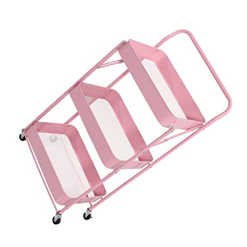 Angoily 1Pc Carrinho De Armazenamento Dobrável Prateleiras De Armazenamento Dobráveis ​​De Aço Inoxi
