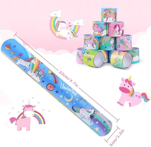 Image of SILLYME 12pc slap bands for kids - Return Gifts Birthday Party For Kids - Best Birthday Return Gift For Kids 6-12 - return gift for kids age 6-10 10-12 (unicorn theme 12pc)