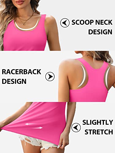 Image of V FOR CITY Womens Unpadded Shelf Bra Tank Tops Racerback Workout Camis Yoga Shirt Cotton Undershirt 2 Pack