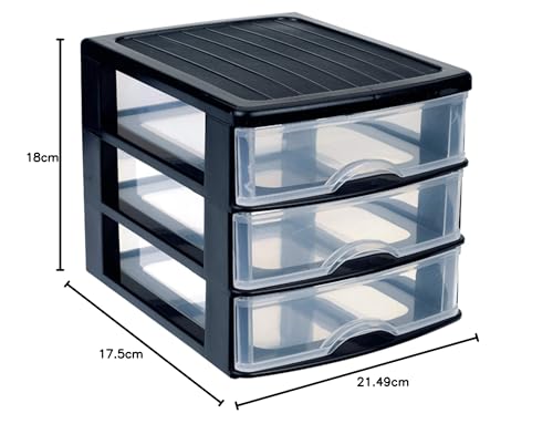 Miniatura 5 de Plastic Forte, Cajonera Guadiana Sobremesa, Negro, 3 Cajones
