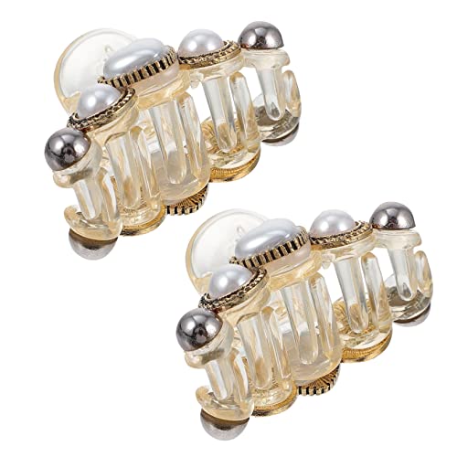 MUSISALY 2個 ヘアピン スタイリングヘアクリップ レトロ フェイクパール 髪飾り 髪留め vintage hair clip ヘアジョークリップ 真珠の髪の爪クリップ 樹脂 Beige