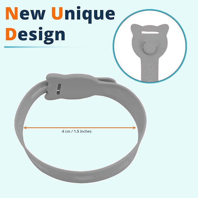 Image of LivingBasics 10 Pcs Silicone Reusable Cable Ties /Wire Ties /Adjustable Cable Organizer /Elastic Cord Organizer /Reusable Silicone Cord Straps for Earphones, PC, Wires, Chargers, Desk (Grey)