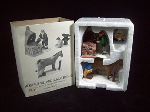 Department 56 Heritage Village Collection ; Dickens Village Blacksmith Set of 3 ; 1987 Retired ; Handpainted Porcelain Accessories #5934-0