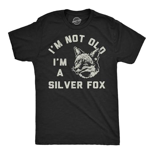 Mens Funny T Shirts Im Not Old Im A Silver Fox Sarcastic Graphic Novelty Tee for Men Funny T Shirts Cool Grandpa Short Sleeve Novelty Tees for Guys Black - L