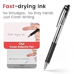 Sooez 40 Pack Bulk Pens Ballpoint, Smooth Writing Pens with Soft Grip, Retractable Black Ink Pens, Medium Point 1.0mm Pen for Journaling, Ballpoint Pen Office Supplies for Nurse, Server, Note Taking - Image 5