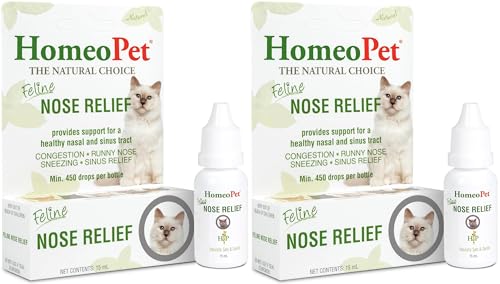 HomeoPet Feline Nose Relief, Safe and Natural Nasal and Sinus Medicine for Cats, Natural Pet Medicine, 15 Milliliters- Pack of 2