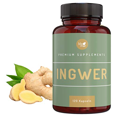 Ingwer Kapseln 500mg- 120 vegane Kapseln von Blomar® - 2 Monate Vorrat 1000mg Tagesdosis Cover