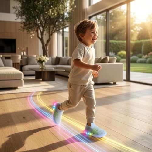 Image of inchJugnu inch LED Light-Up Baby Shoes (0-5 Years) | Soft Sole Comfort for Tiny Feet, Breathable Knit, Easy Slip-On | Magical Glowing Shoes for Happy Kids.