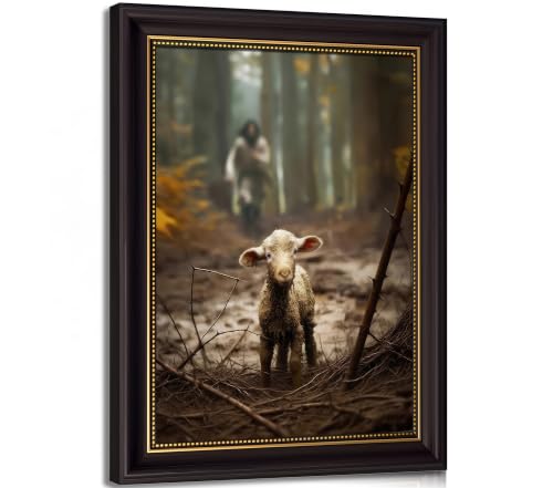 Framed Jesus and Lamb wall art 12x16