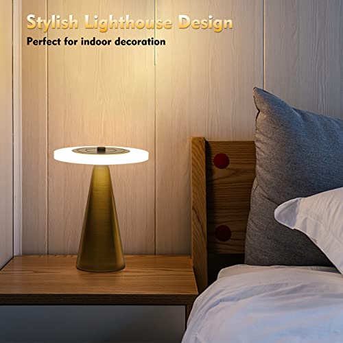 Gold Table Lamp, 8" Led Stylish Metal Led Table Lamp With Touch Sensor, Brushed Brass Finish, 3 Colour Mode Temperatures, Stepless Dimming, Modern Table Lamp For Living Room, Bedroom, Office, Home #TOP1