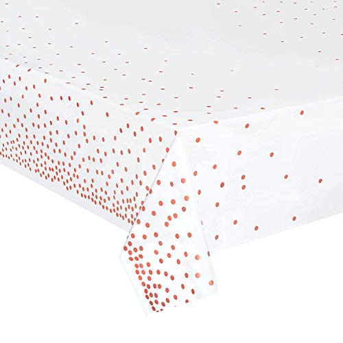 Hapray 4 Pack Plastic Tablecloths For Rectangle Tables, Waterproof Disposable Party Table Cloths With Rose Gold Dot, Table Covers For Decorations, Baby Shower, Birthday, Mothers Day, 54” X 108” #TOP4