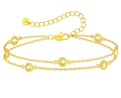 Double Layer Birthstone Waterproof Bracelet Jewelry Gifts for Women