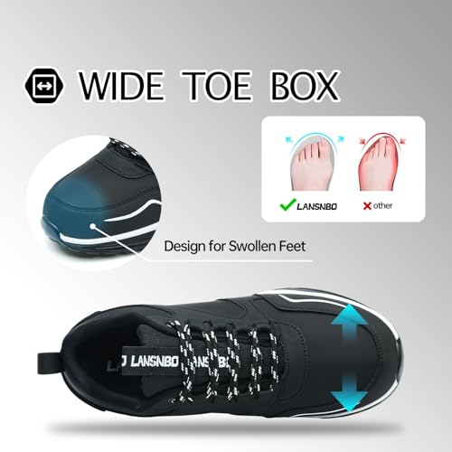 Image of LANSNBO Waterproof Shoes for Women Wide Width Non Slip Sneakers for Work Chefs Food Service Water Resistant Walking Shoe Lightweight Slip Resistant Fashion Footwear for Nurse