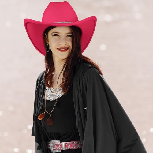 Image of Tisancy 4 Pcs Rhinestone Belt for Men Women Glitter Cowboy Hat Diamond Chain Earring Outfit for Party Supplies