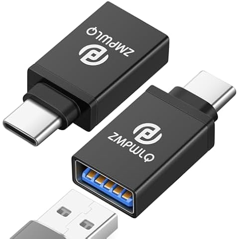 PL ZMPWLQ USB to-USB-C-Adapter 2 Pack, USB 3.0 to USB Type C Adapter OTG-Charger-Cable-Converter, 5Gbps High-Speed USB 3.0 for iPhone 15 Series iPad Mini Pro MacBook Pro Air Android Phone Cover