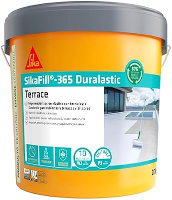 SIKA - Revestimiento acrílico - SikaFill 365 Terrace - Blanco - Impermeabilización para cubiertas y terrazas visitables - protección de paredes medianeras y puenteo de fisuras - 5kg