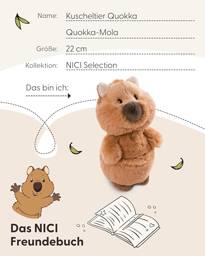 NICI Kuscheltier Quokka Quokka-Mola 22cm braun - Stofftier aus weichem Plüsch, niedliches Plüschtier zum Kuscheln und Spielen, für Kinder & Erwachsene - tolle Geschenkidee - 49818