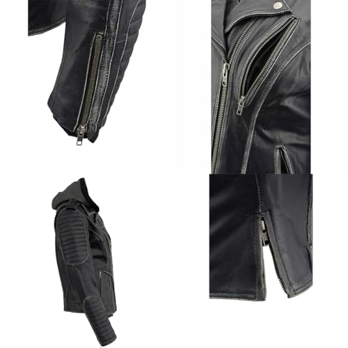 Image of Milwaukee Leather Women's Premium Leather Motorcycle Riding Jacket With Removable Hoodie Liner