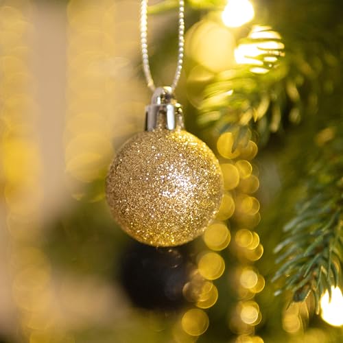 Valery Madelyn Gold and Black Christmas Bauble for Christmas tree Decorations,49pcs 3cm Golden Tropical Party Black and Gold Shatterproof Ball Ornaments Decoration for Tree Decor - Image 4