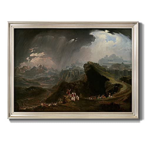 Renditions Gallery Canvas Wall Art Home Decor Joshua Commanding the Sun Stand Still Abstract Art Decorations by John Martin for Bedroom Dining Living Room Office Home Kitchen Prints - 21X25 - Silver Framed - LT499