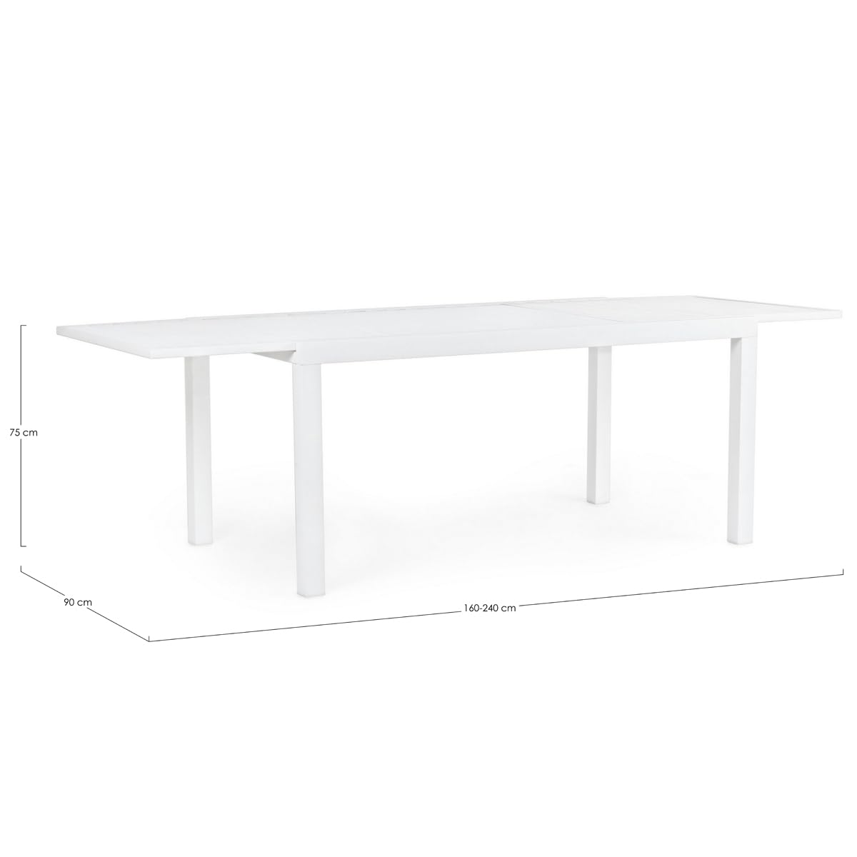 Yellowshop - HILL Tavolo da giardino rettangolare allungabile per esterno in alluminio L160/240xP90xH75 cm Bianco o Coffee (Bianco)