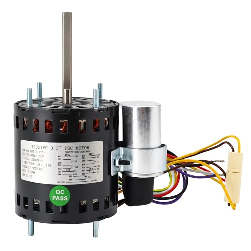 trusTec 1/12 HP 3.3 PSC Motor 115V/230V 1550 RPM Reversible Replacement for Fasco D1127 7163 7190 Century 9650 9721 GE 5KSM59 Heatcraft 25309101 Bohn 5008S Fits Larkin Keeprite Packard Dayton