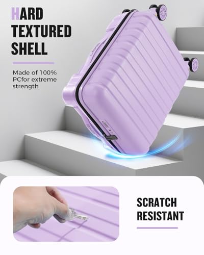 Lekesrping Underseat Carry On Luggage for Women, 16 Inch Stylish Lightweight Under Seat Carry on Suitcase with Multi-Compartment Layers & 360&deg; Wheels for Airline TAS approved, light purple