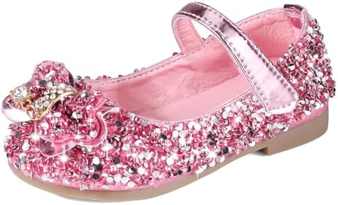 LAURMOSA Pompen met Bandjes Hakken Schoenen Kinder Prinses Schoenen Meisjes Regenboog Mary Jane Strik High Heels Hoge Glitzer Schoen Meisjes 32 Festliche Absatzschoenen Kinder (NLL1036SeRainbow 2
